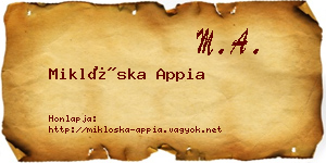 Miklóska Appia névjegykártya